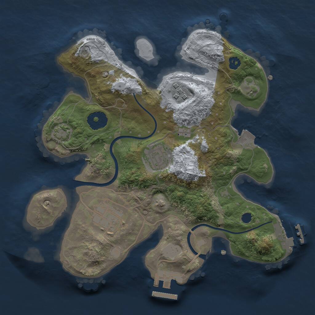 Rust Map: Procedural Map, Size: 2500, Seed: 314102, 7 Monuments