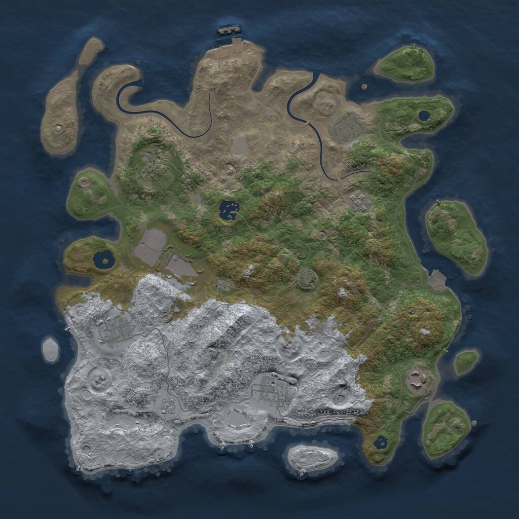 Rust Map: Procedural Map, Size: 3800, Seed: 21544274, 13 Monuments