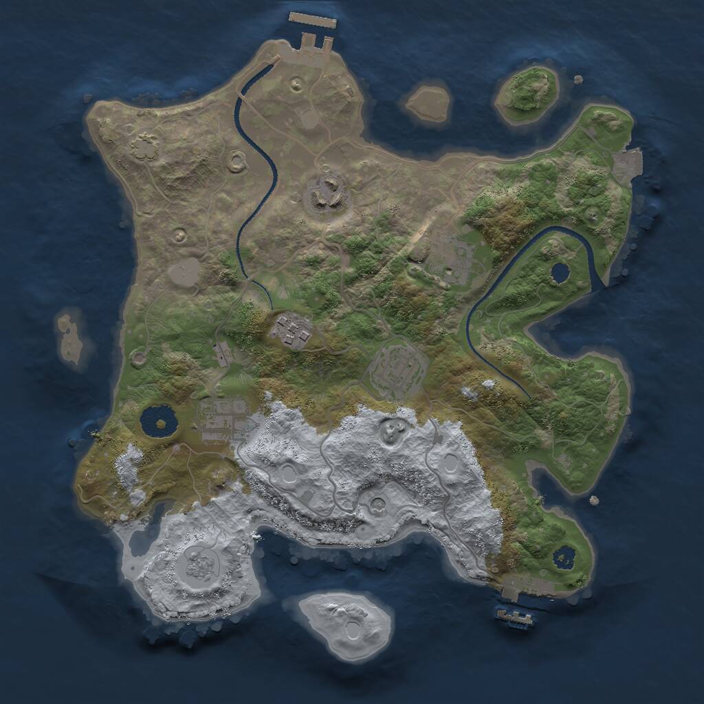 Rust Map: Procedural Map, Size: 3000, Seed: 1857753277, 11 Monuments