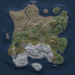 Thumbnail Rust Map: Procedural Map, Size: 3000, Seed: 1857753277, 11 Monuments