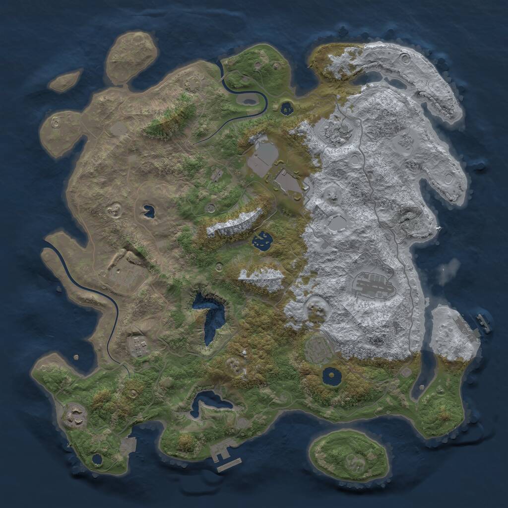 Rust Map: Procedural Map, Size: 4000, Seed: 128873283, 14 Monuments