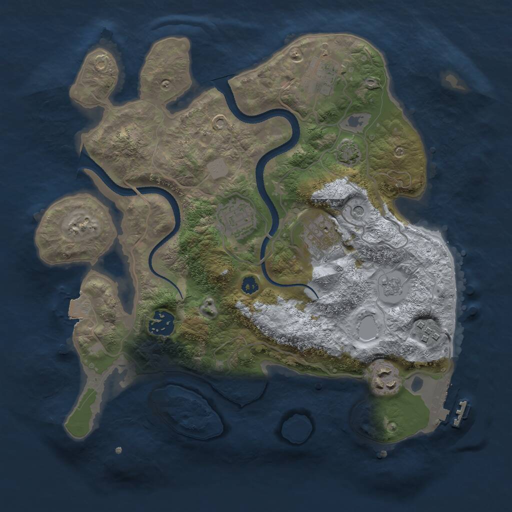 Rust Map: Procedural Map, Size: 3000, Seed: 42491, 11 Monuments