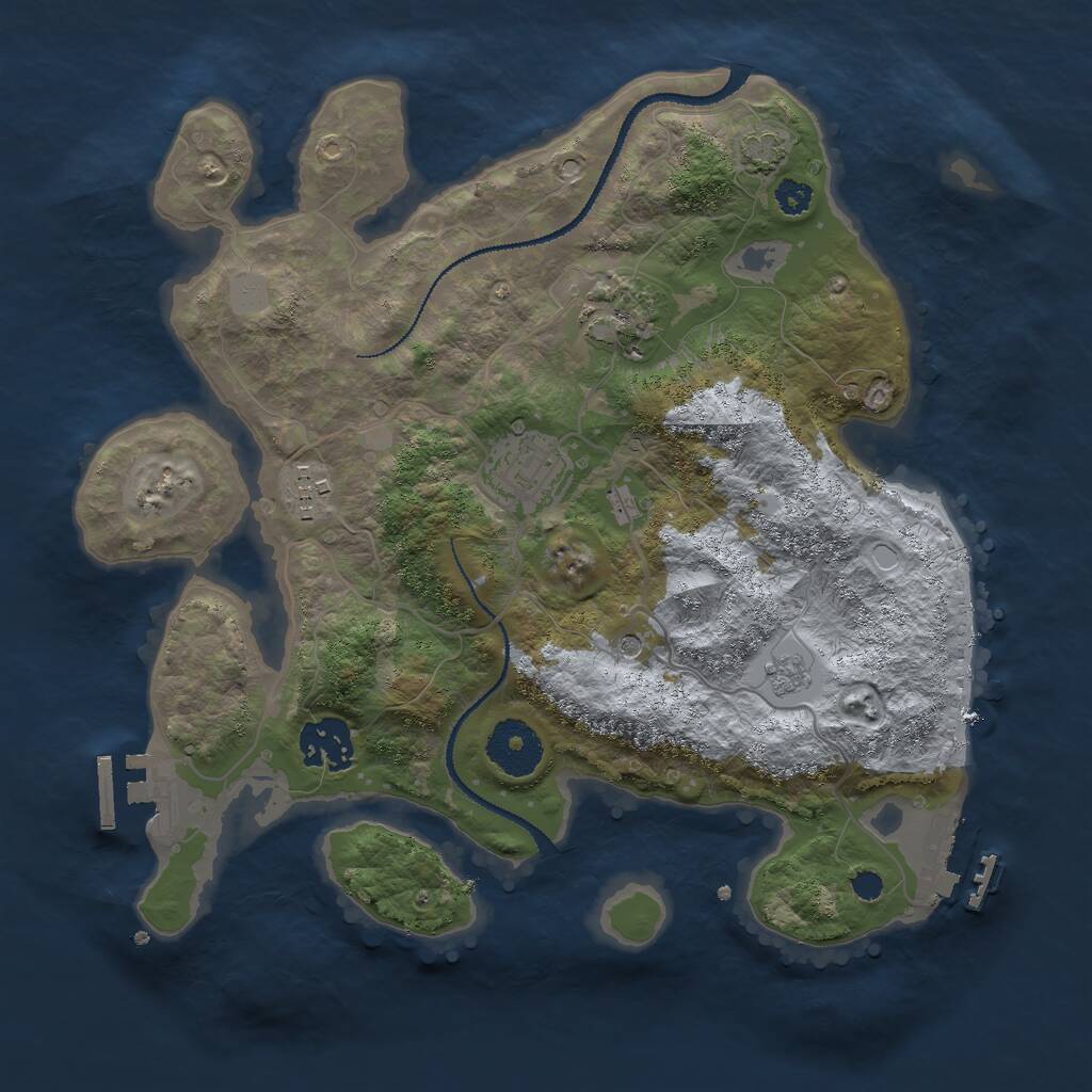 Rust Map: Procedural Map, Size: 3000, Seed: 42491, 10 Monuments