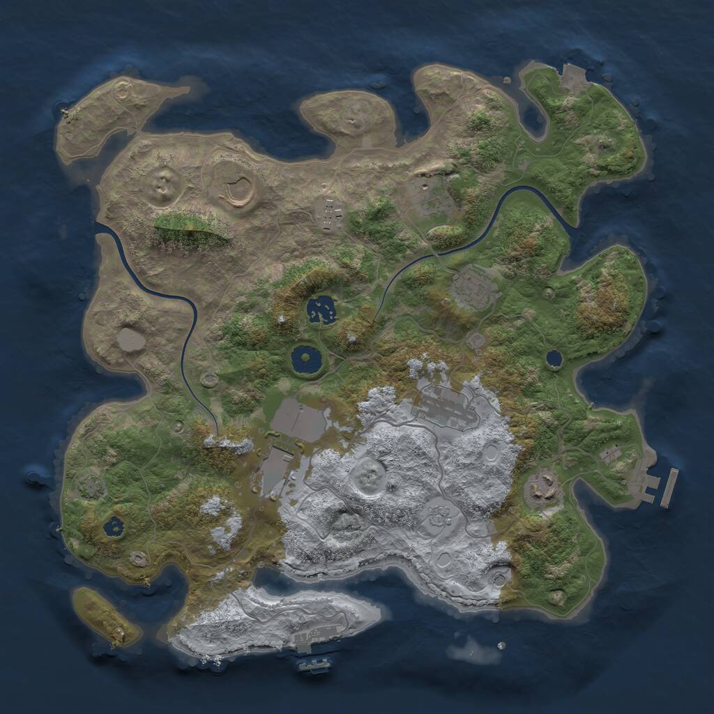 Rust Map: Procedural Map, Size: 3600, Seed: 980458036, 14 Monuments