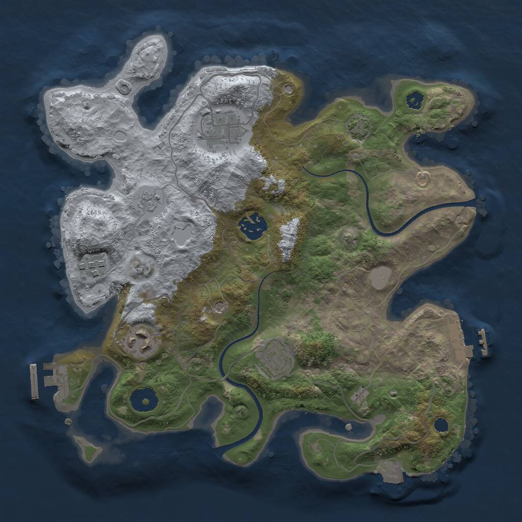 Rust Map: Procedural Map, Size: 3000, Seed: 154873089, 11 Monuments