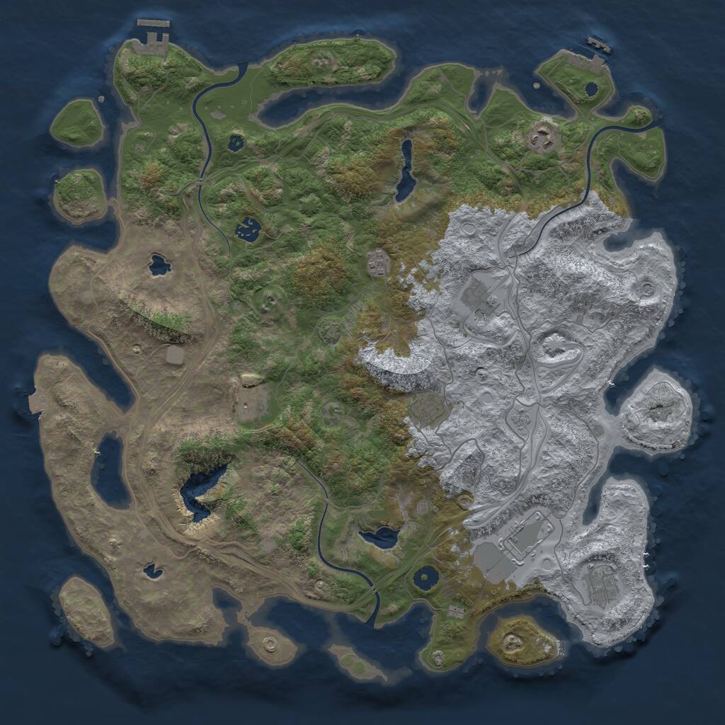 Rust Map: Procedural Map, Size: 4500, Seed: 829665502, 14 Monuments