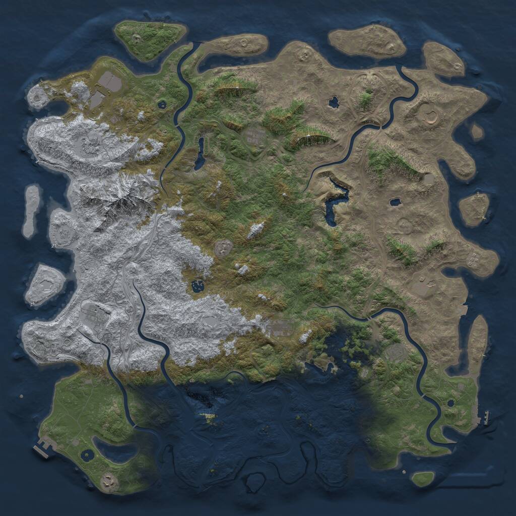 Rust Map: Procedural Map, Size: 6000, Seed: 8273, 17 Monuments