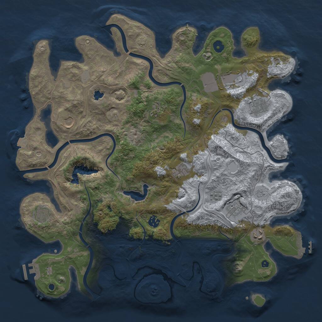 Rust Map: Procedural Map, Size: 4250, Seed: 106286201, 16 Monuments