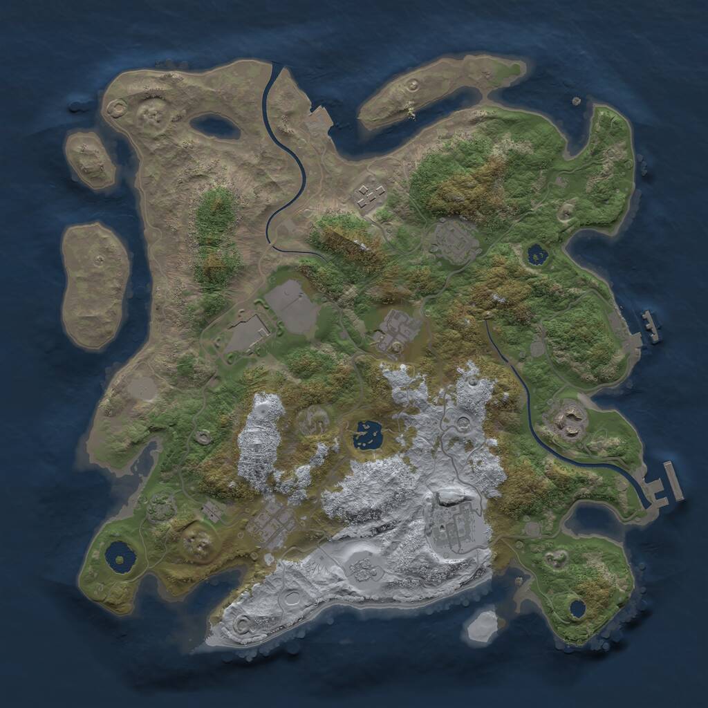 Rust Map: Procedural Map, Size: 3500, Seed: 849643088, 14 Monuments