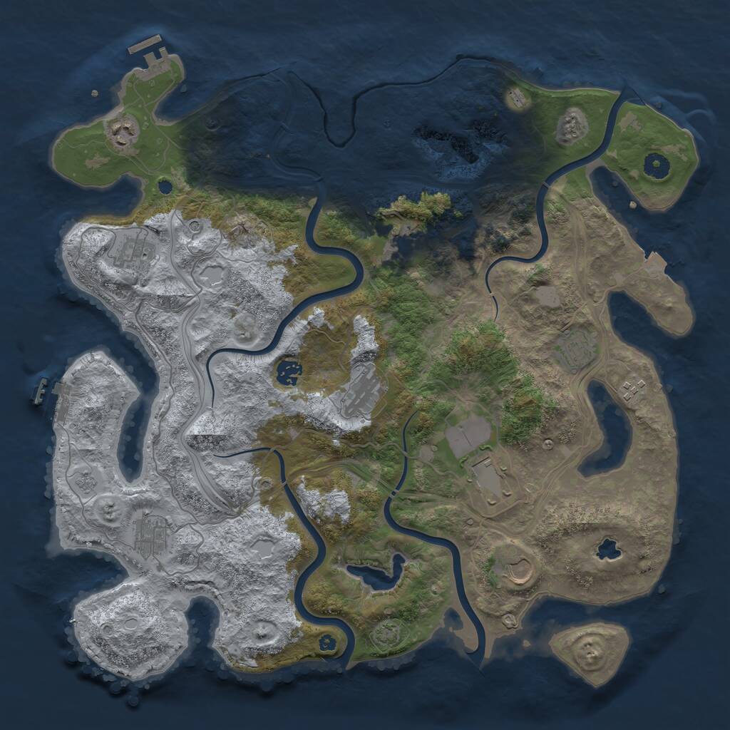 Rust Map: Procedural Map, Size: 4250, Seed: 1380371096, 16 Monuments