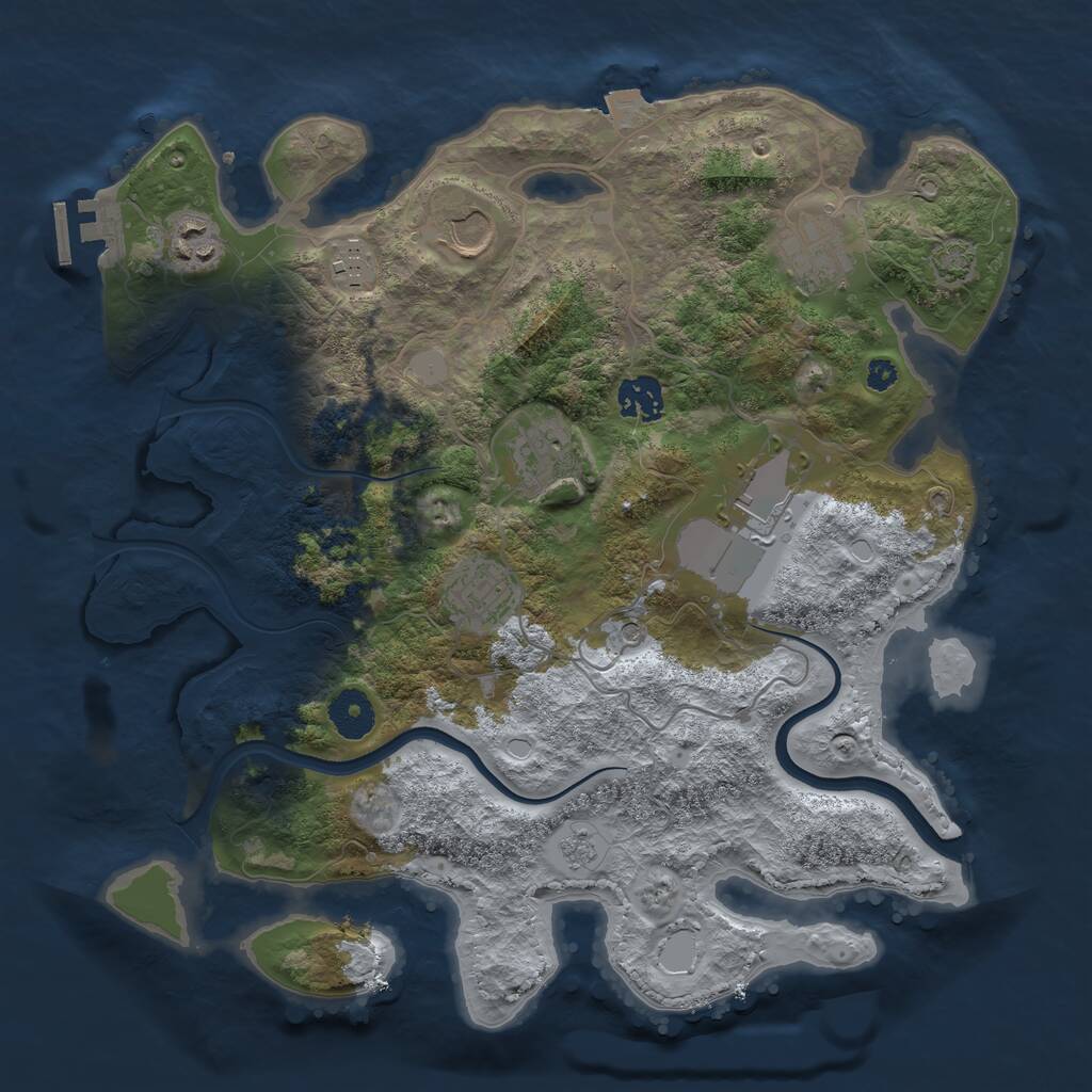 Rust Map: Procedural Map, Size: 3500, Seed: 2101146718, 13 Monuments