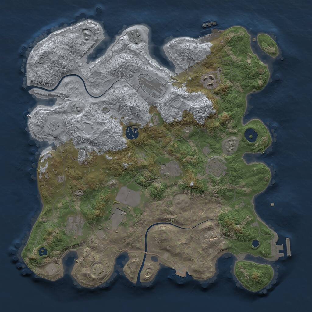 Rust Map: Procedural Map, Size: 3500, Seed: 188723200, 15 Monuments