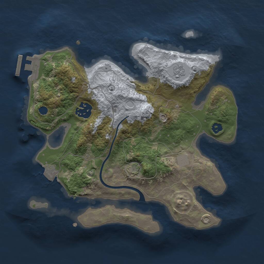 Rust Map: Procedural Map, Size: 2500, Seed: 5345345, 5 Monuments
