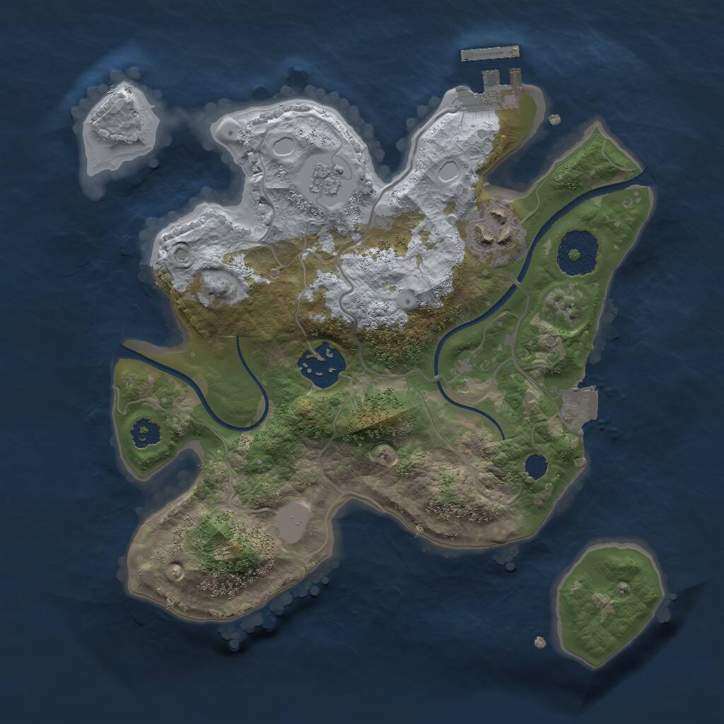 Rust Map: Procedural Map, Size: 2500, Seed: 1647001235, 5 Monuments