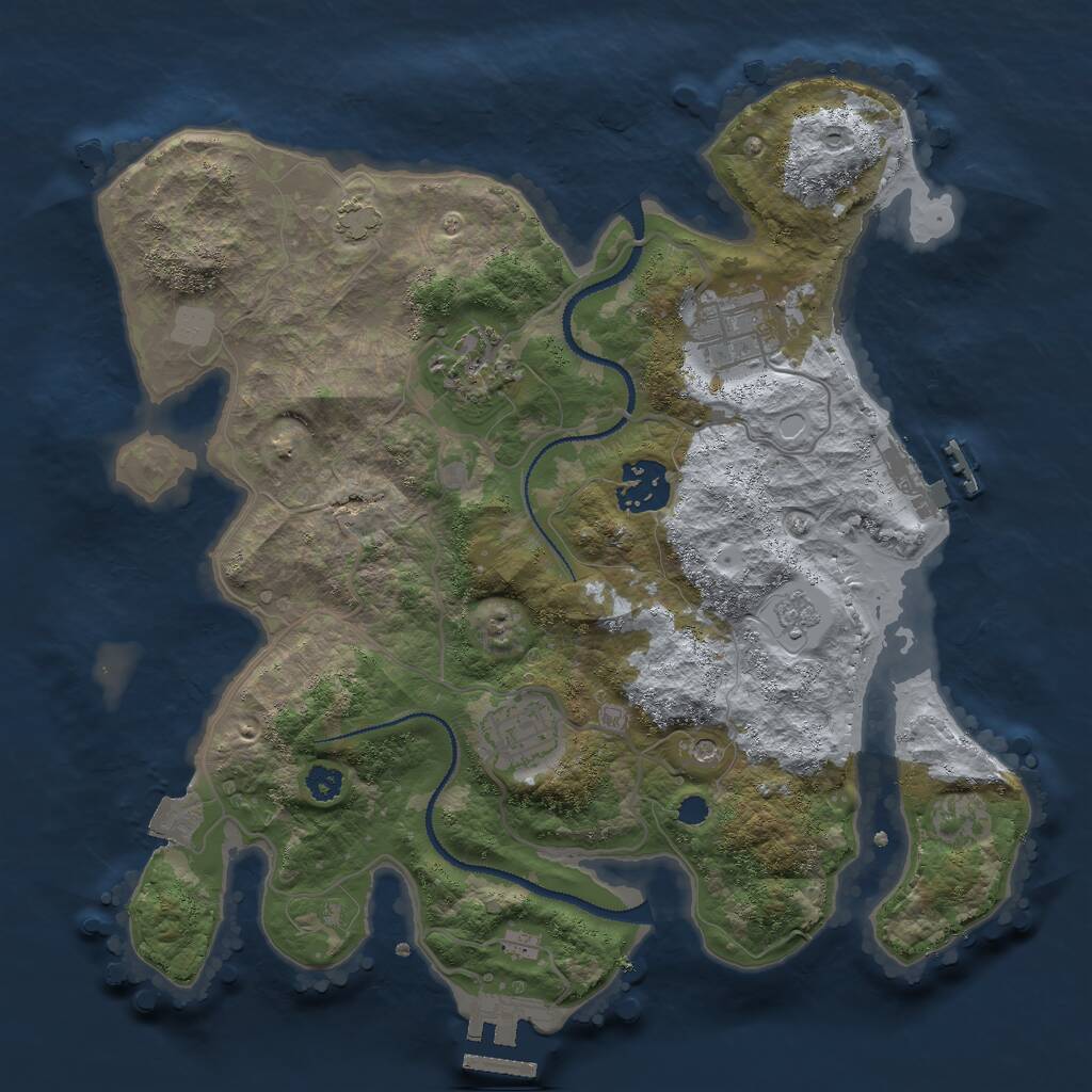Rust Map: Procedural Map, Size: 3000, Seed: 34269, 10 Monuments