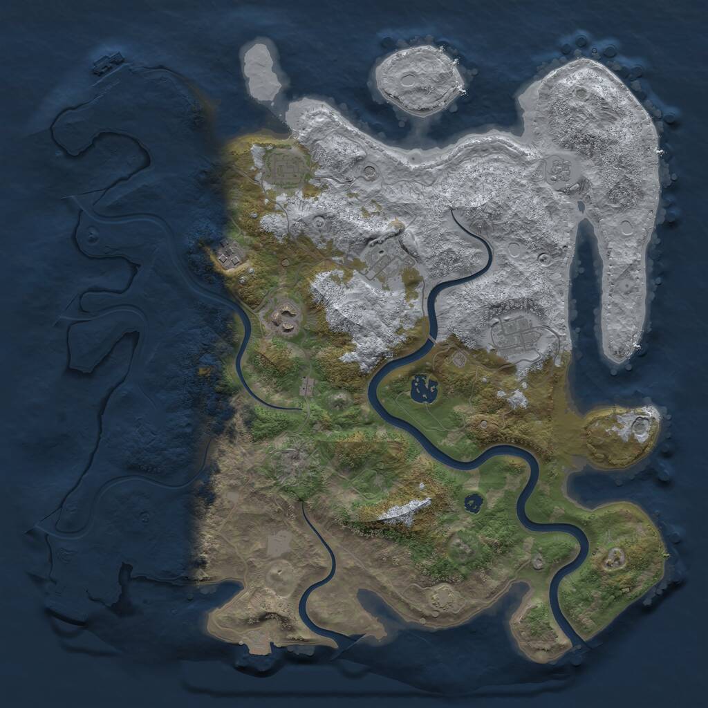 Rust Map: Procedural Map, Size: 3750, Seed: 785442565, 12 Monuments