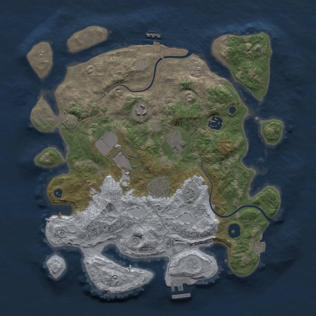 Rust Map: Procedural Map, Size: 3500, Seed: 1563889019, 12 Monuments