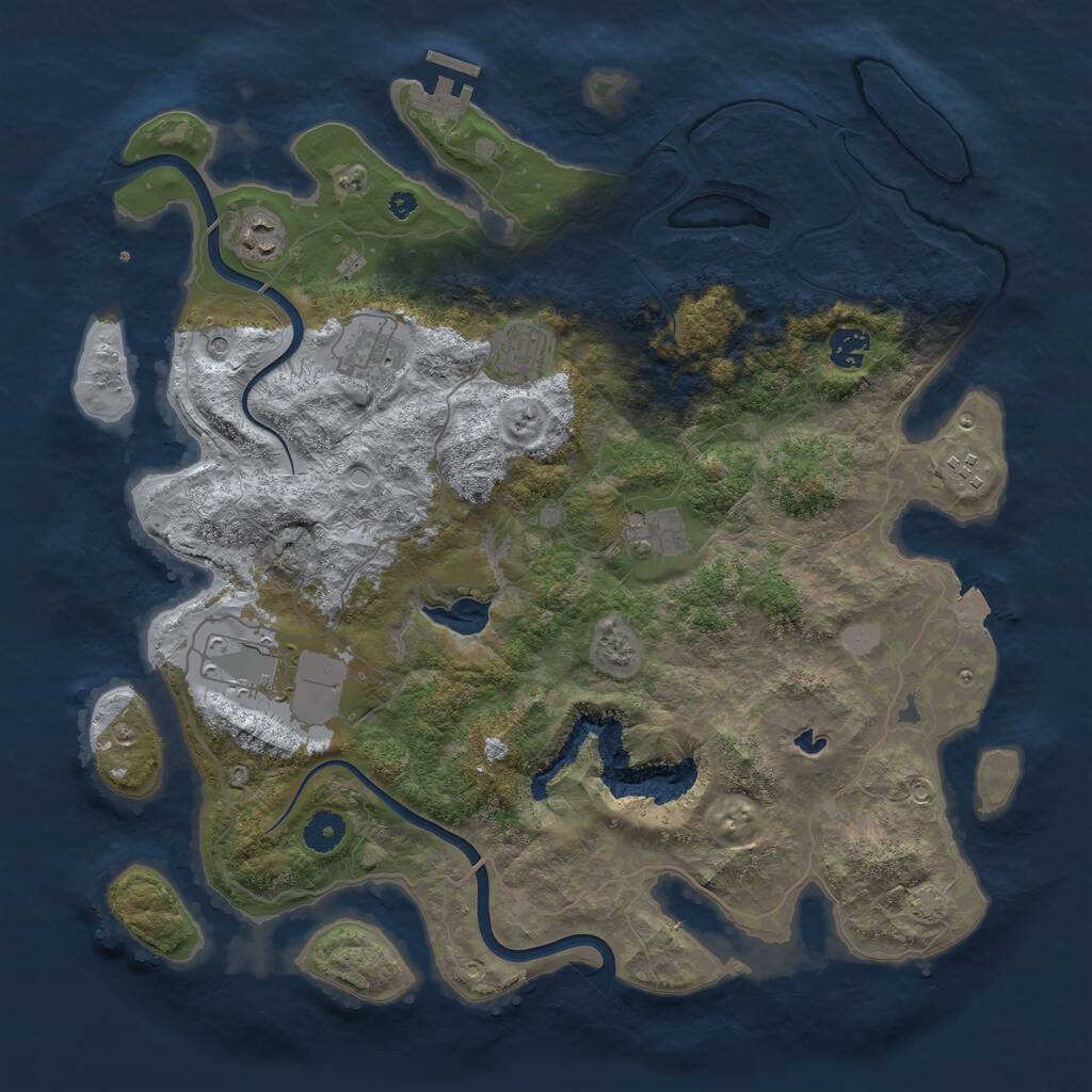 Rust Map: Procedural Map, Size: 4000, Seed: 1467239424, 11 Monuments