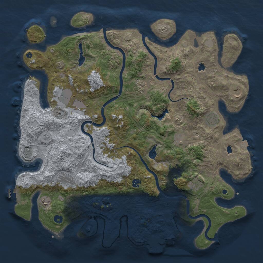 Rust Map: Procedural Map, Size: 4500, Seed: 1288971876, 16 Monuments