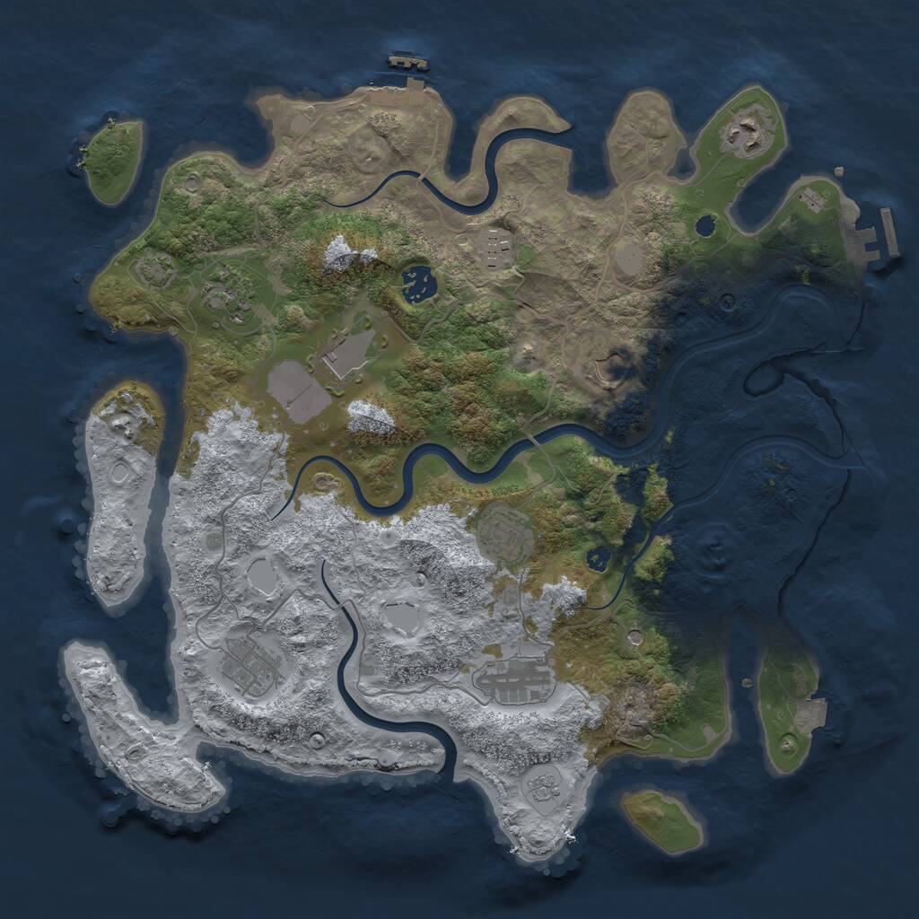 Rust Map: Procedural Map, Size: 3750, Seed: 1090257191, 15 Monuments