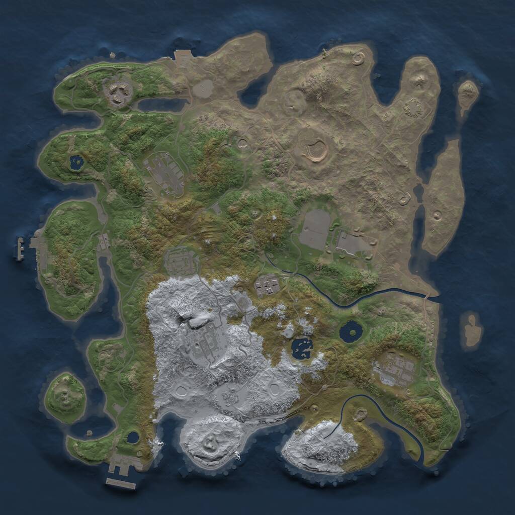 Rust Map: Procedural Map, Size: 3500, Seed: 44134243, 15 Monuments
