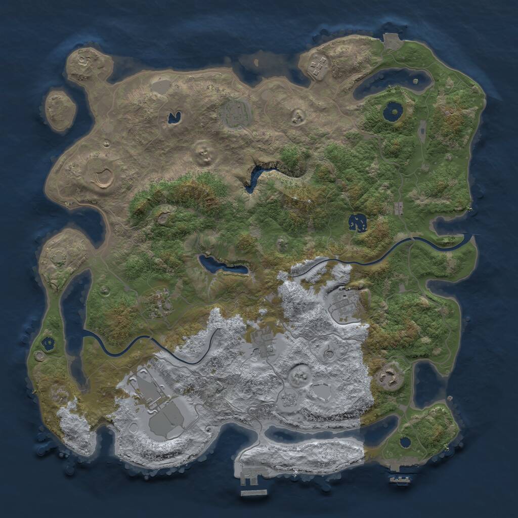 Rust Map: Procedural Map, Size: 4000, Seed: 378600376, 15 Monuments