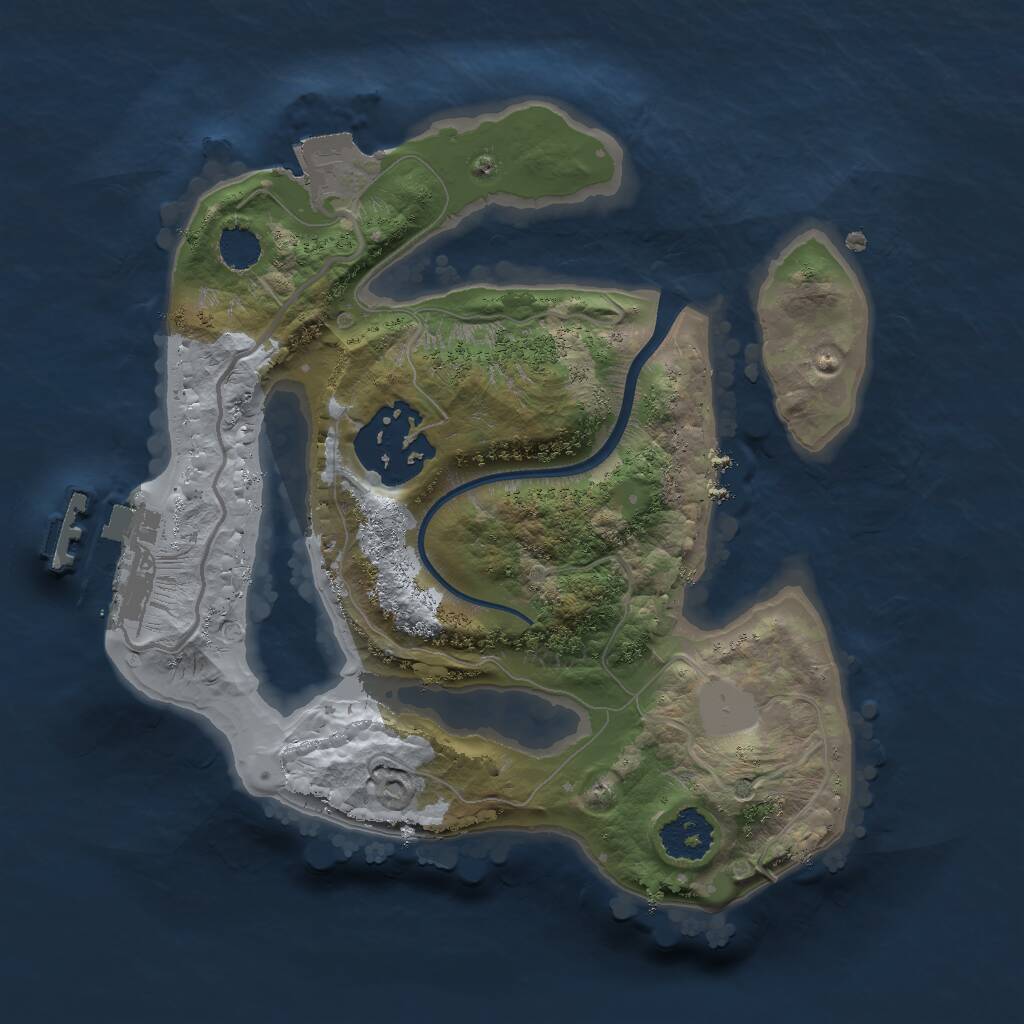 Rust Map: Procedural Map, Size: 2000, Seed: 1560977076, 3 Monuments