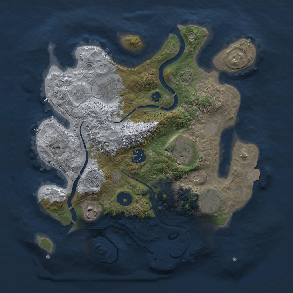 Rust Map: Procedural Map, Size: 3000, Seed: 92415, 11 Monuments