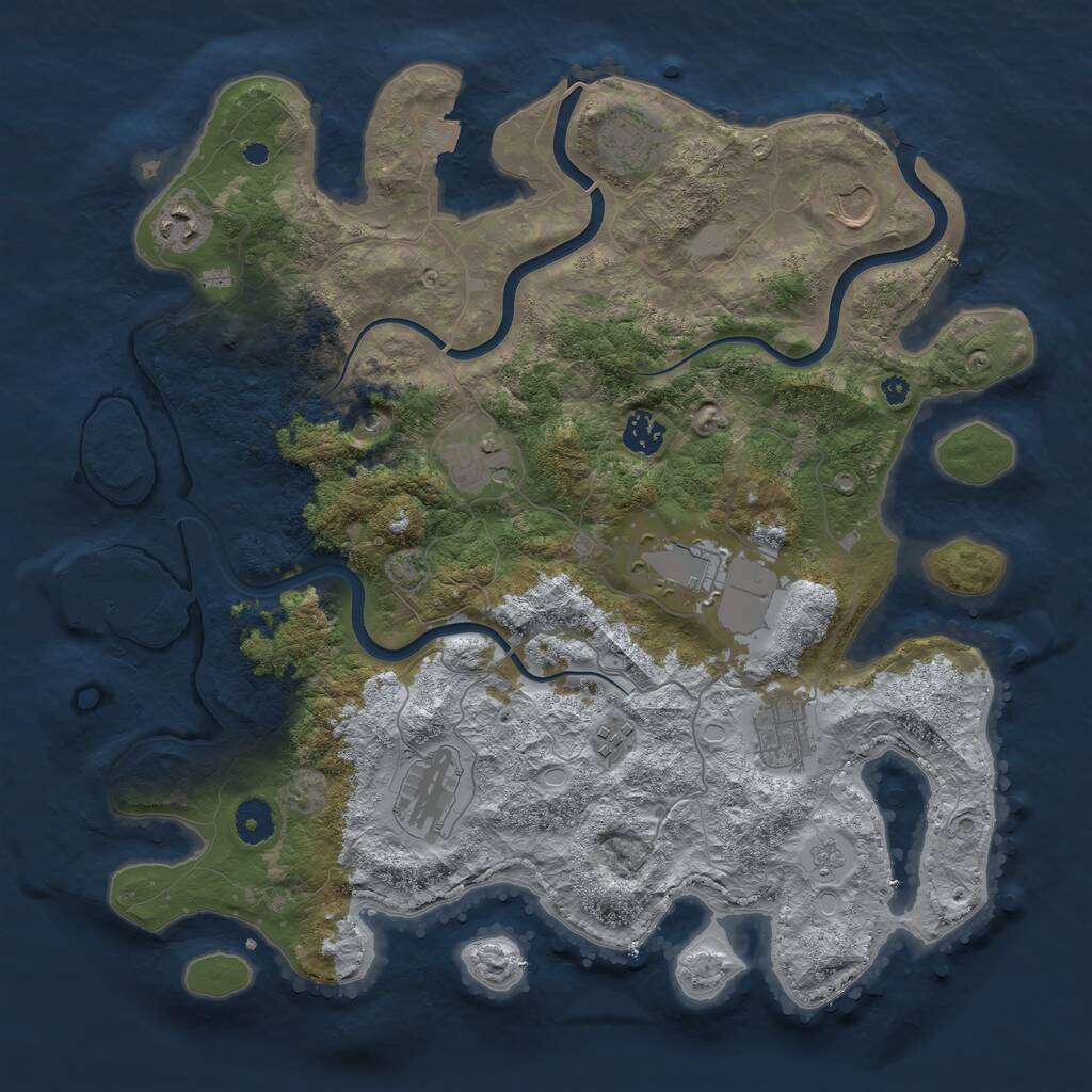 Rust Map: Procedural Map, Size: 3900, Seed: 1236, 14 Monuments