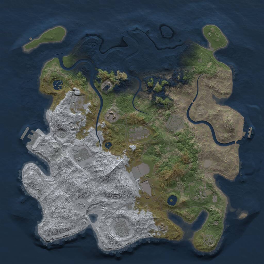 Rust Map: Procedural Map, Size: 3900, Seed: 1661, 16 Monuments