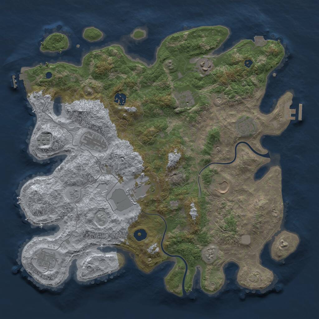 Rust Map: Procedural Map, Size: 3900, Seed: 1222, 15 Monuments