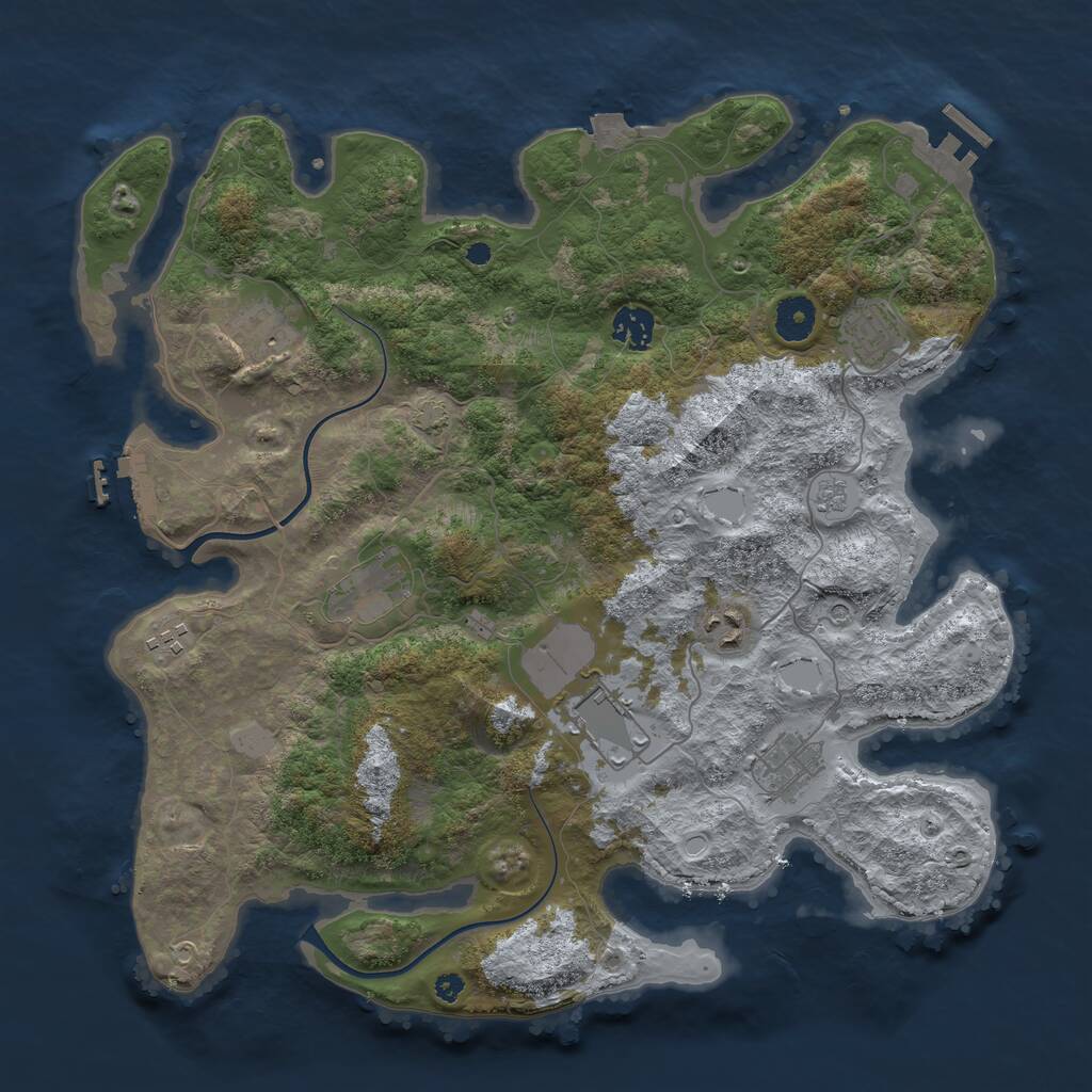Rust Map: Procedural Map, Size: 3800, Seed: 1166, 14 Monuments