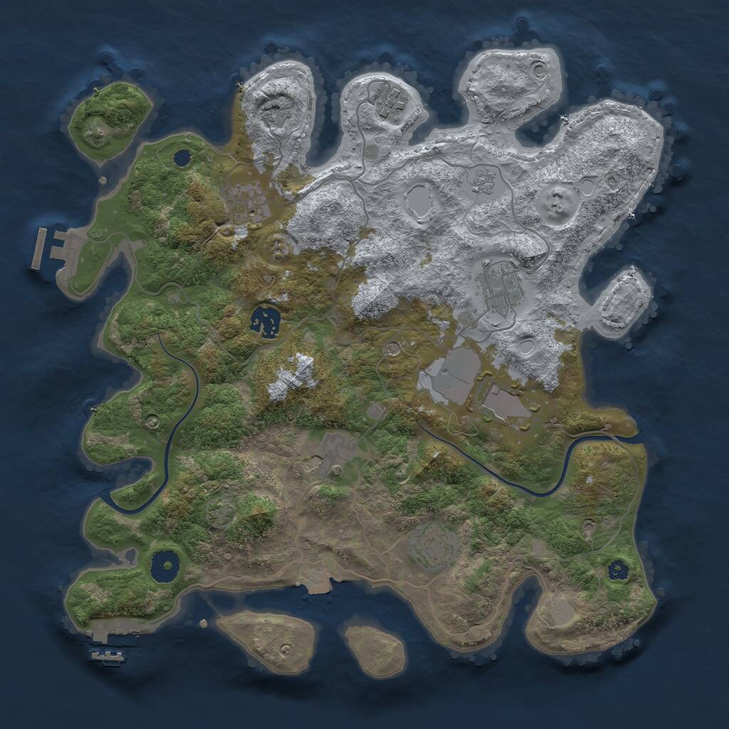 Rust Map: Procedural Map, Size: 3500, Seed: 1062823572, 13 Monuments