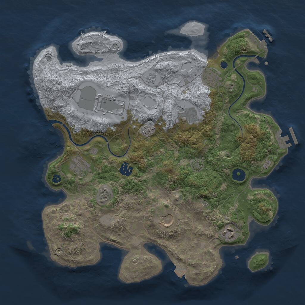 Rust Map: Procedural Map, Size: 3500, Seed: 683437302, 14 Monuments
