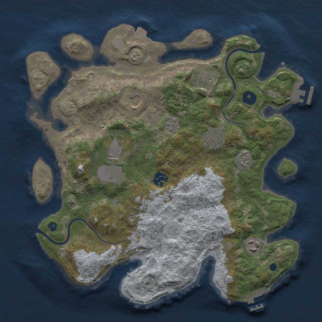 Rust Map: Procedural Map, Size: 3500, Seed: 147961302, 13 Monuments
