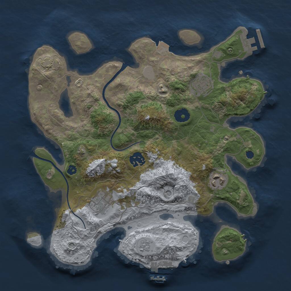 Rust Map: Procedural Map, Size: 3000, Seed: 492946797, 10 Monuments