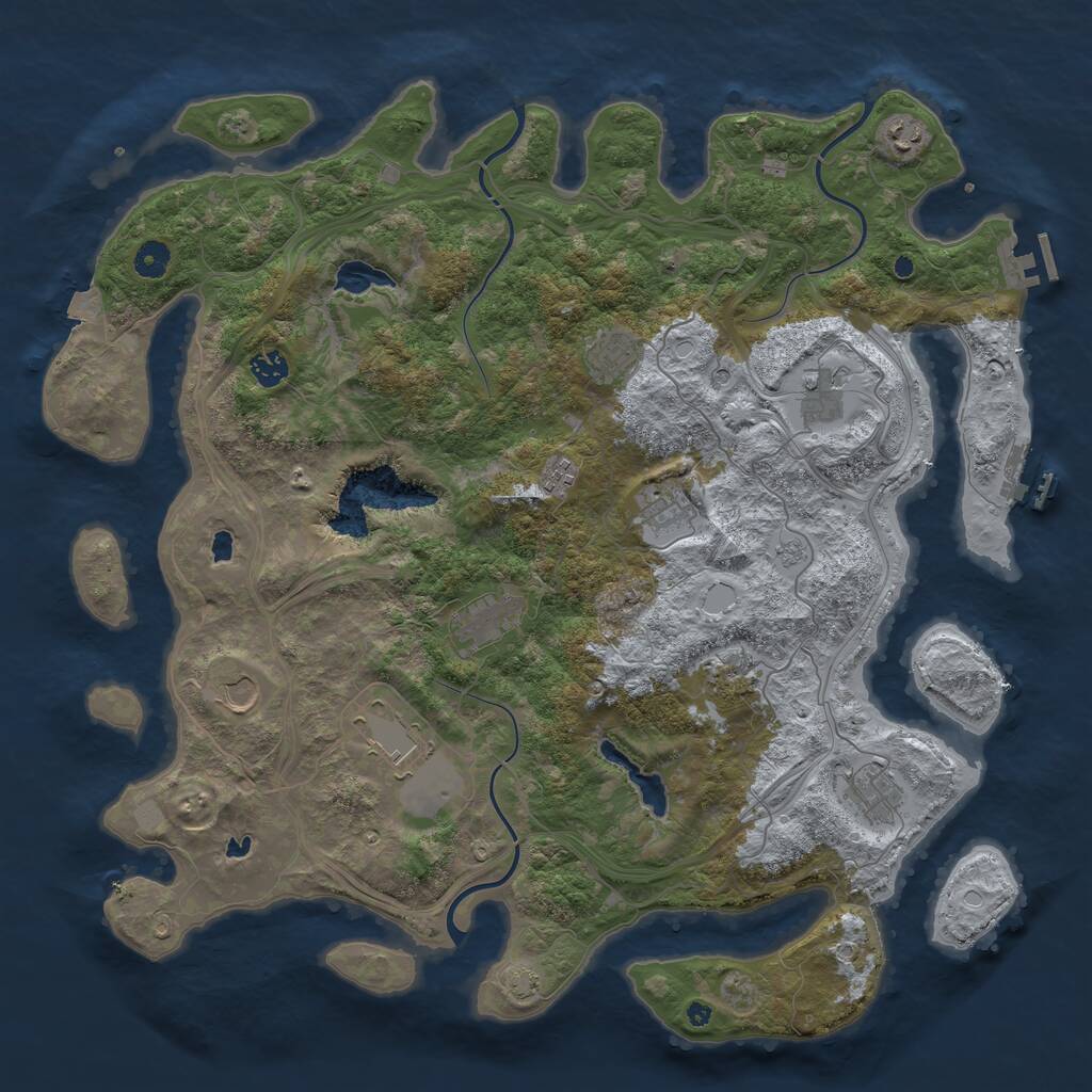 Rust Map: Procedural Map, Size: 4500, Seed: 1692905447, 17 Monuments
