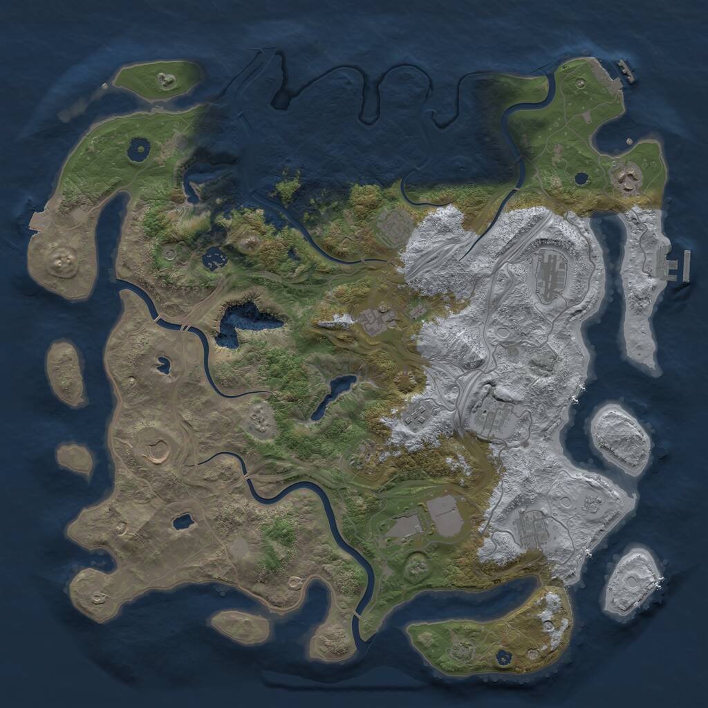 Rust Map: Procedural Map, Size: 4500, Seed: 1692905447, 17 Monuments