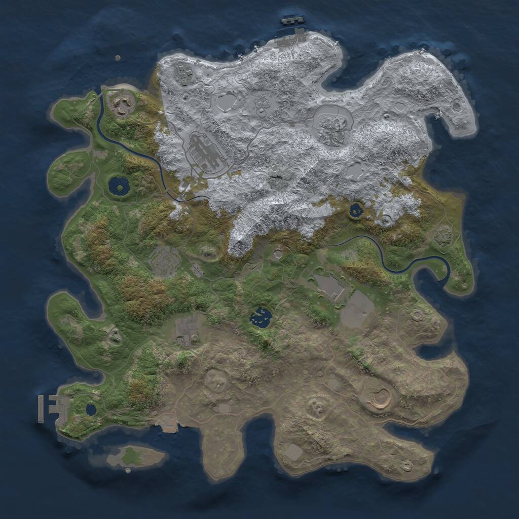 Rust Map: Procedural Map, Size: 3800, Seed: 1109224116, 15 Monuments
