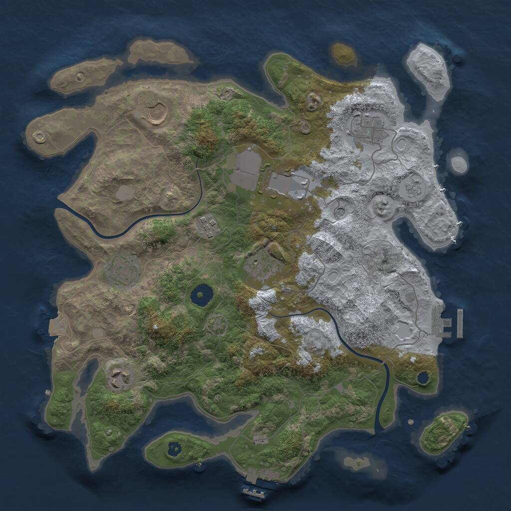 Rust Map: Procedural Map, Size: 3500, Seed: 1840750460, 13 Monuments