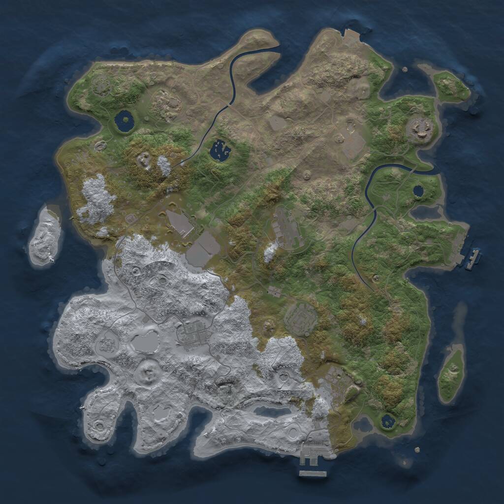 Rust Map: Procedural Map, Size: 3750, Seed: 1304209797, 15 Monuments