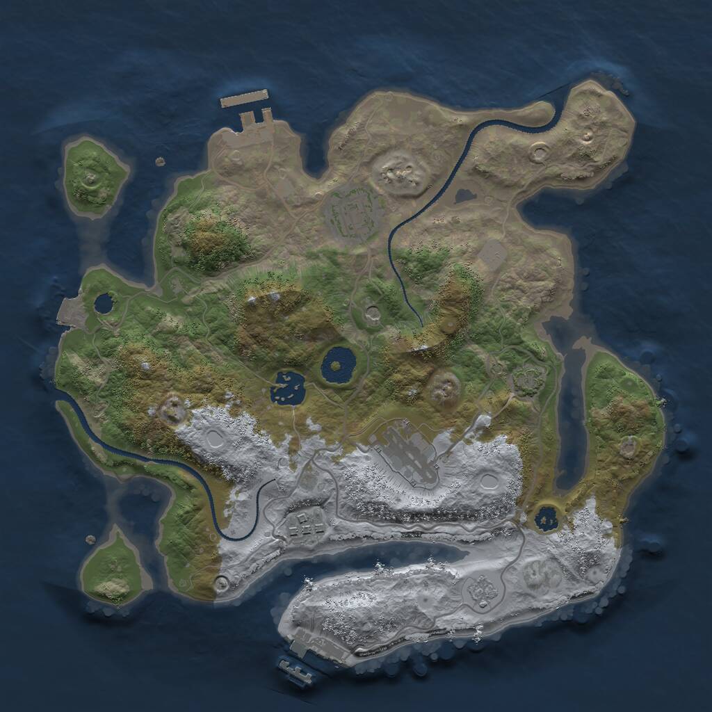 Rust Map: Procedural Map, Size: 3000, Seed: 1439044191, 10 Monuments