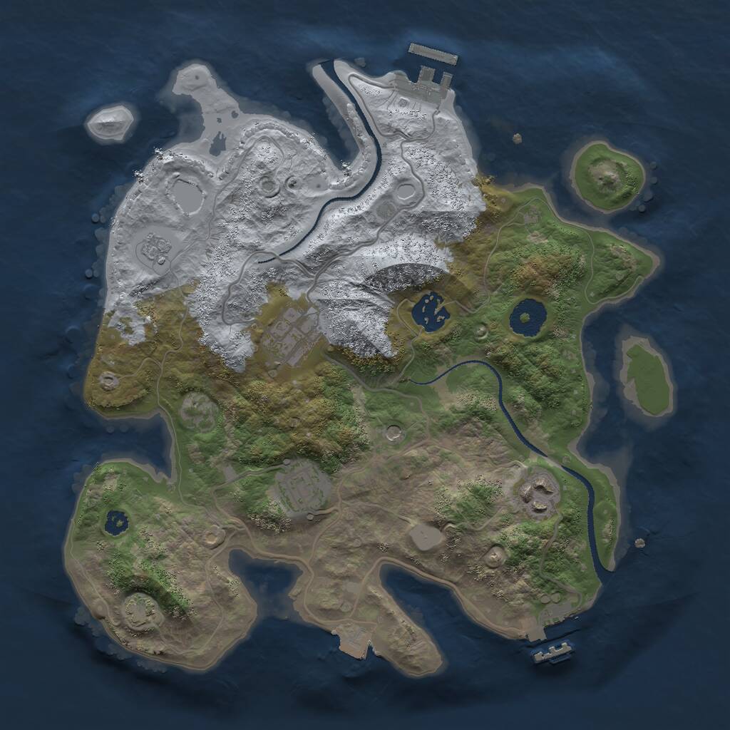 Rust Map: Procedural Map, Size: 3000, Seed: 81626, 10 Monuments