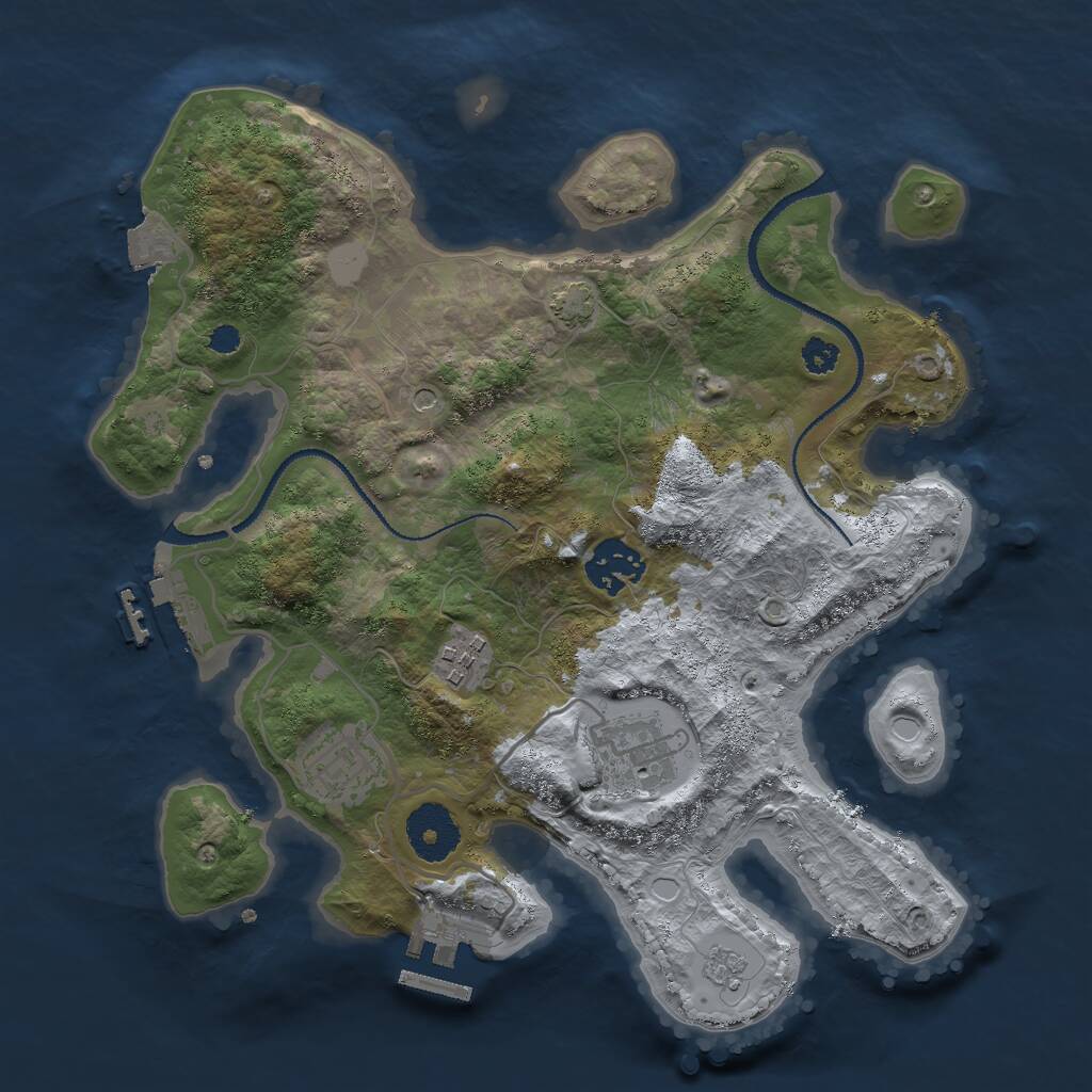 Rust Map: Procedural Map, Size: 3000, Seed: 923676106, 10 Monuments