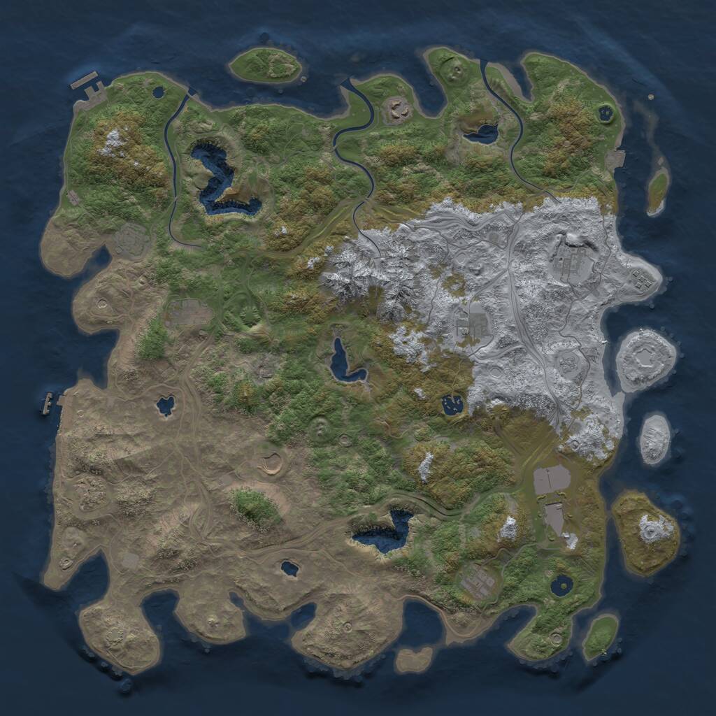 Rust Map: Procedural Map, Size: 5000, Seed: 84258086, 17 Monuments