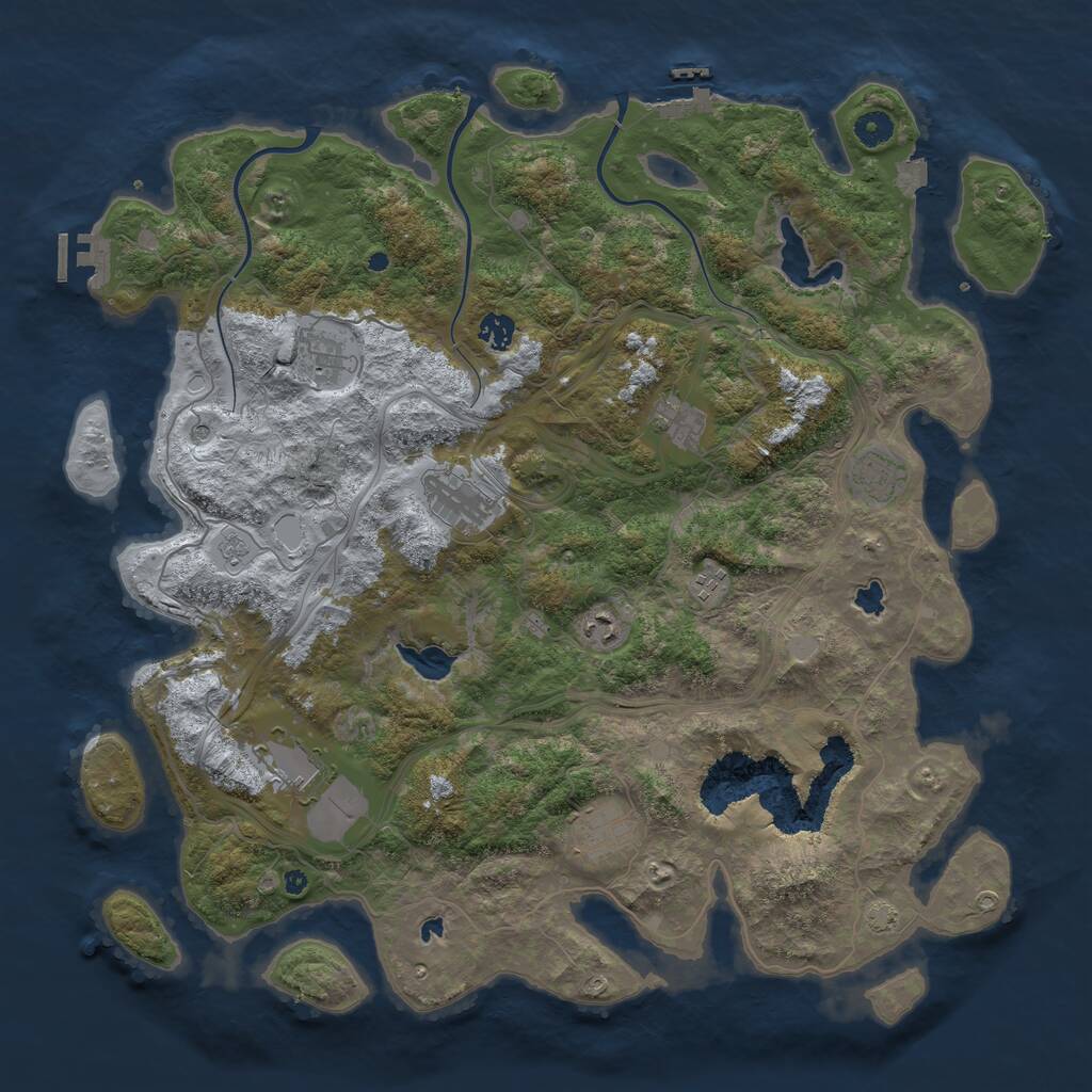 Rust Map: Procedural Map, Size: 4500, Seed: 1467239424, 15 Monuments