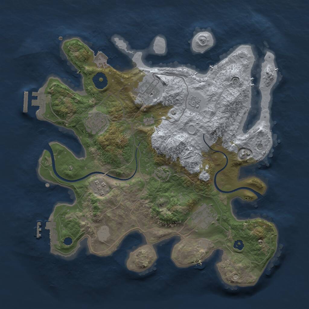 Rust Map: Procedural Map, Size: 3000, Seed: 309940843, 9 Monuments