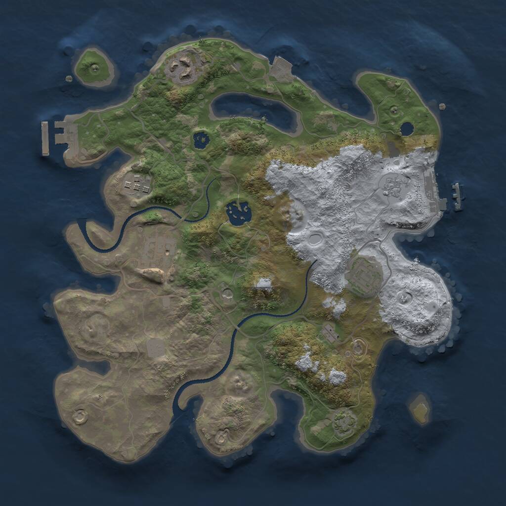 Rust Map: Procedural Map, Size: 3000, Seed: 421642161, 11 Monuments