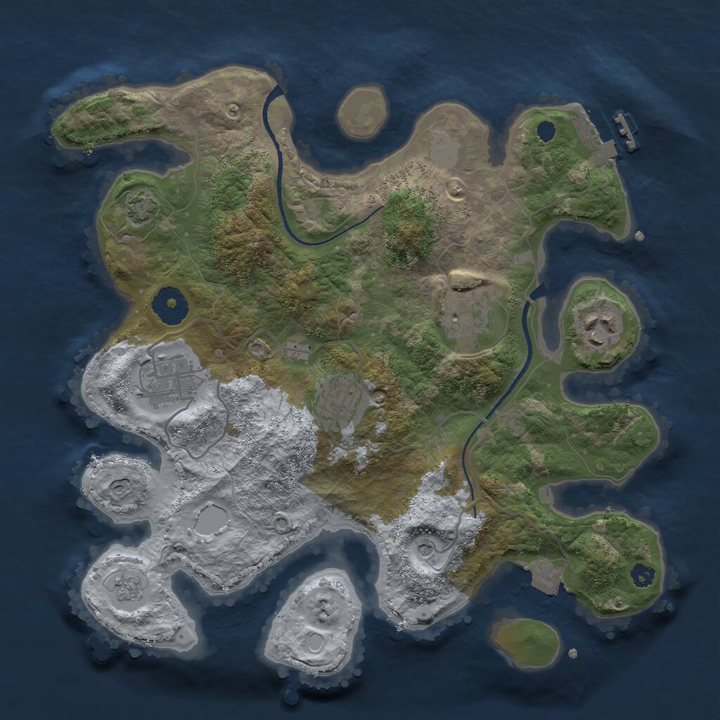 Rust Map: Procedural Map, Size: 3000, Seed: 477996722, 9 Monuments