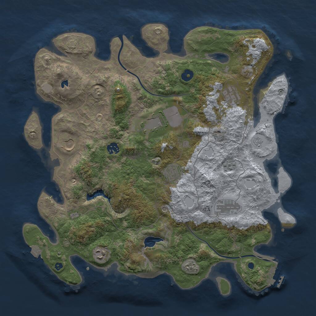 Rust Map: Procedural Map, Size: 4000, Seed: 403289877, 13 Monuments